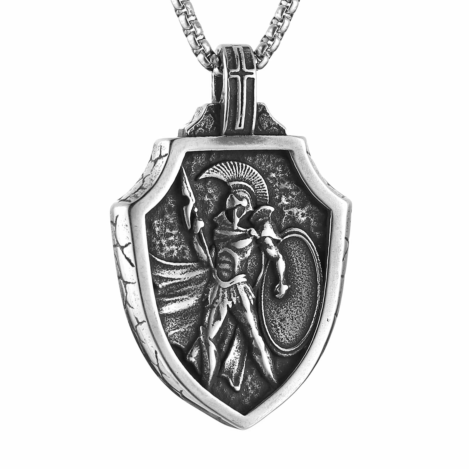 Vintage Ancient Greek Warrior Spartan Necklace for Men Boy Vintage Ancient Amulet Pendant Jewelry Gift