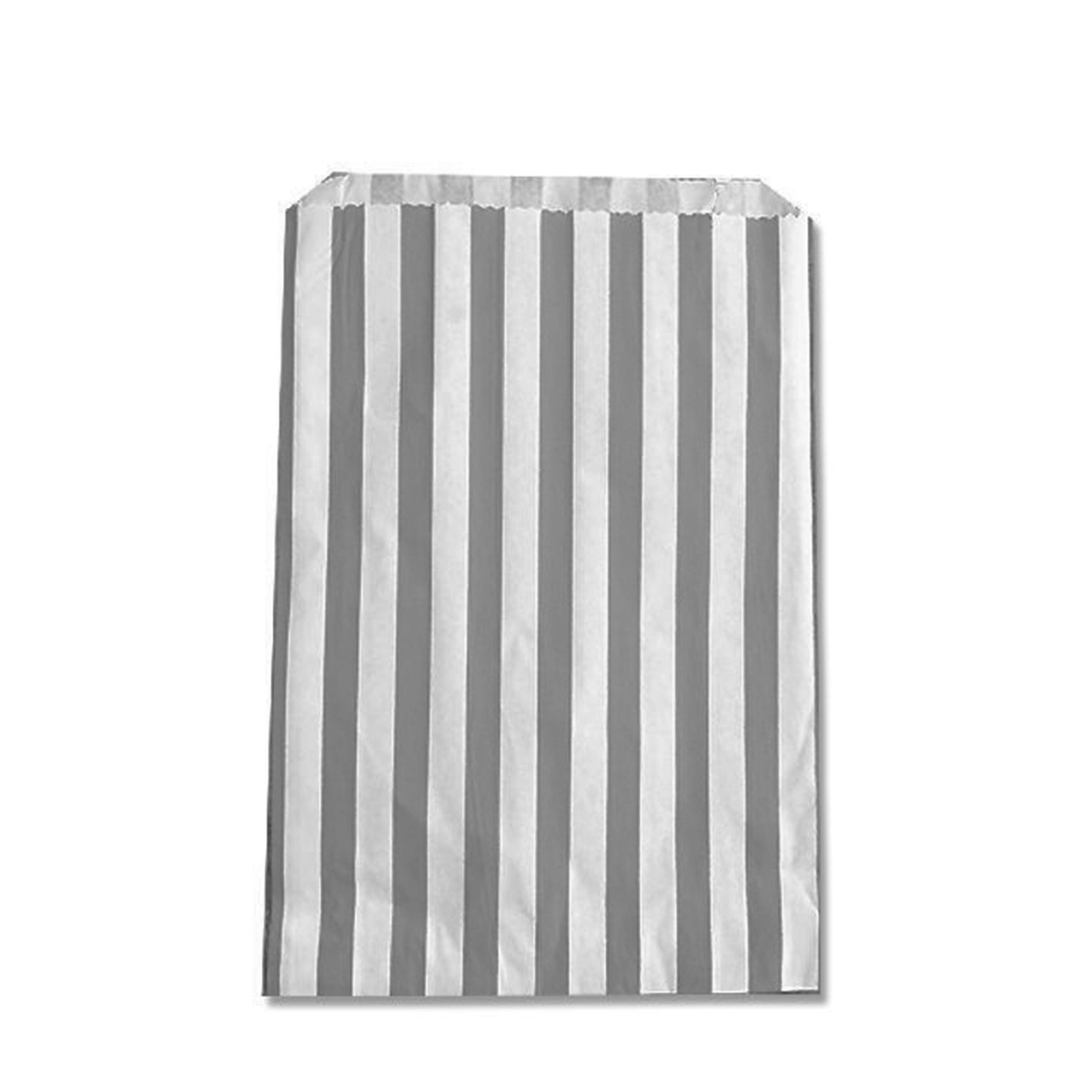 CompleteShopfittings 100x Grey Medium Candy Stripe Paper Bags Sweet Favour Buffet Gift Shop Party Sweets Cake Wedding