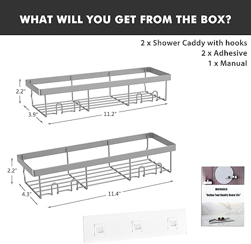 Miniatura 9 de Moforoco Estante organizador de estante para ducha, cesta autoadhesiva negra para estantes de baño, decoración interior de pared de casa de campo,