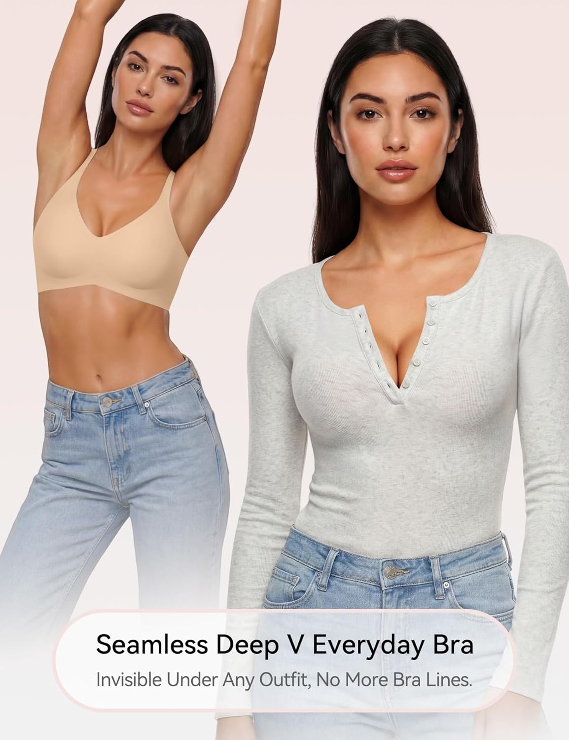 NIASOUL Women's Wireless Push Up Bra Seamless Deep V Bralette No Underwire Comfortable Supportive Bra - Image 5