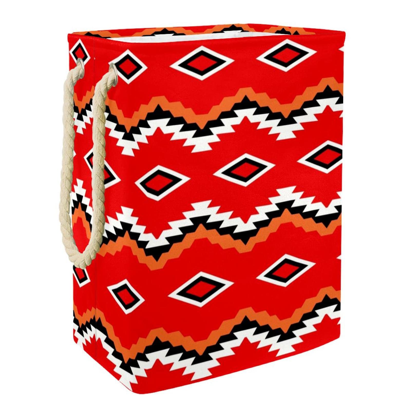 Grand panier à linge géométrique rouge personnalisé idéal pour ranger le dortoir et la salle de bain