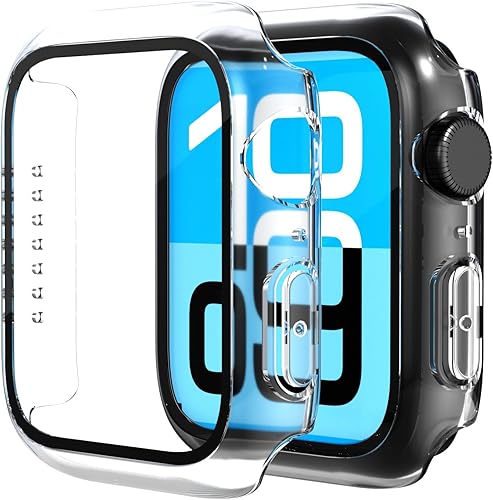 Miniatura 13 de Paquete de 2 fundas de vidrio templado compatibles con Apple Watch SE 3 (2025) SE Series 6 Series 5 Series 4 de 1.732 pulgadas, protector de negro (