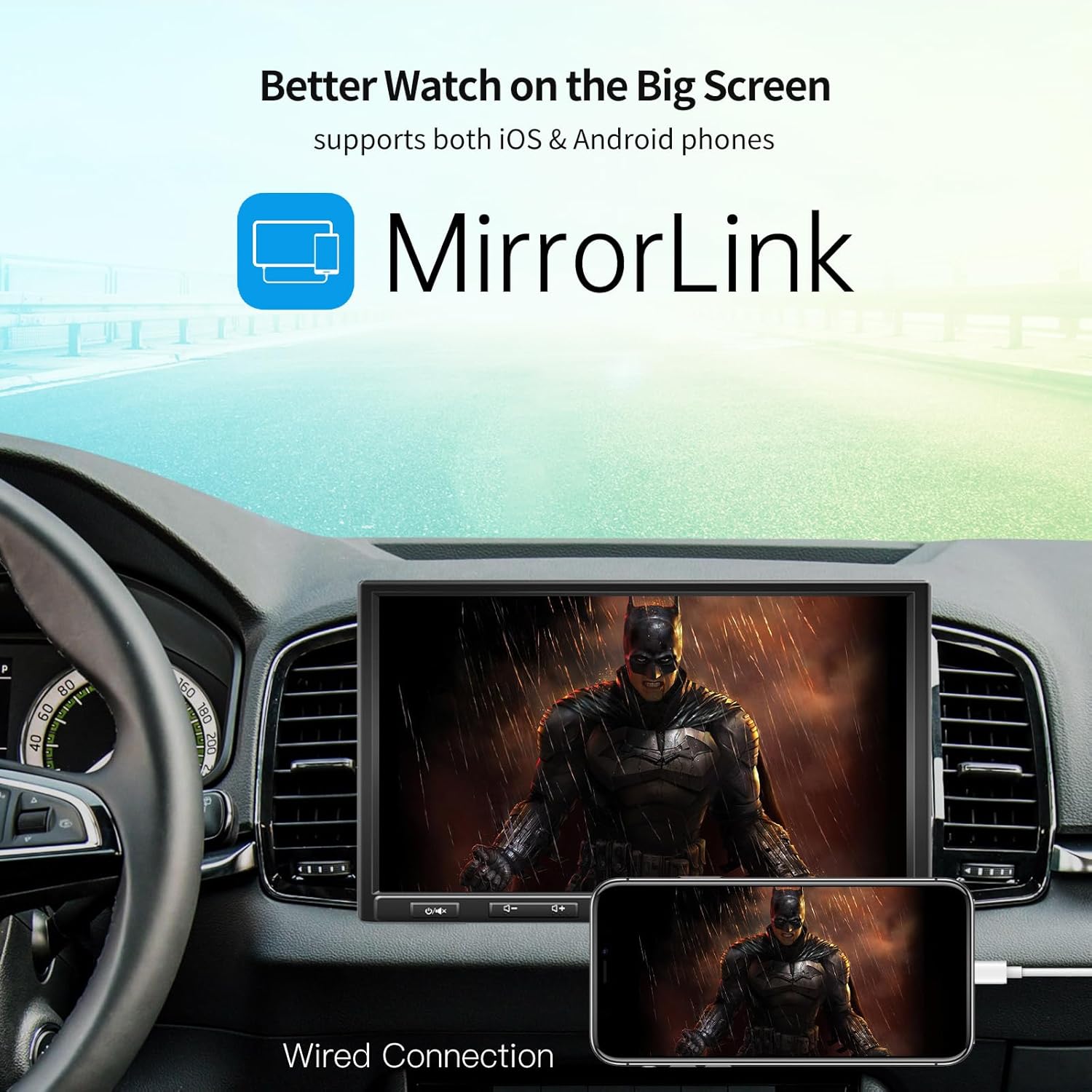 ATOTO F7XE display mirroring a smartphone screen via MirrorLink