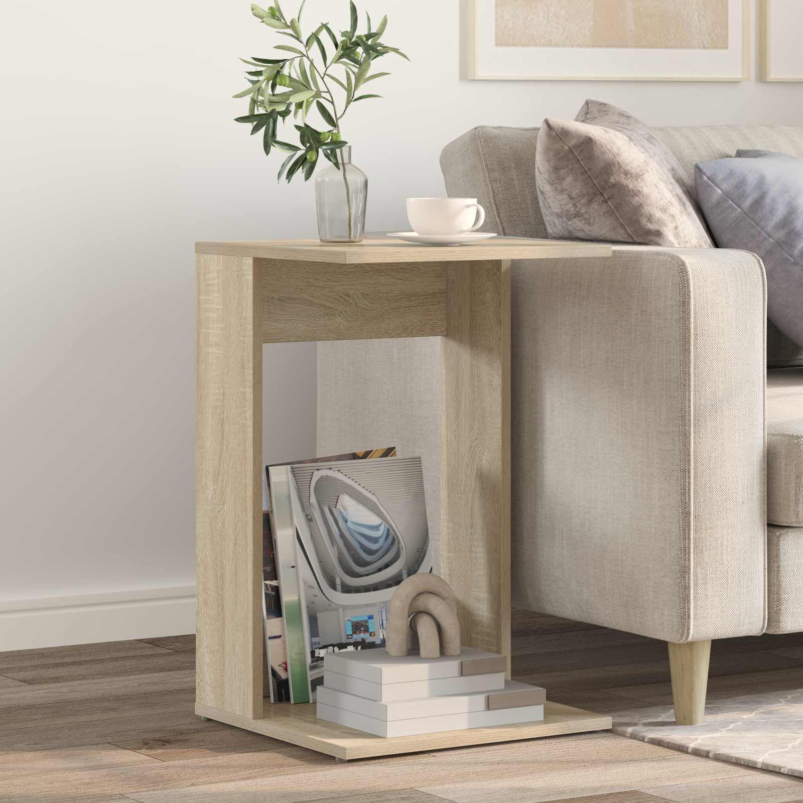 Mesa auxiliar de roble Sonoma, 40 x 38 x 62,5 cm, moderna mesa de centro de madera para salón y dormitorio, mesa estable con aspecto de madera para sofá y sillón