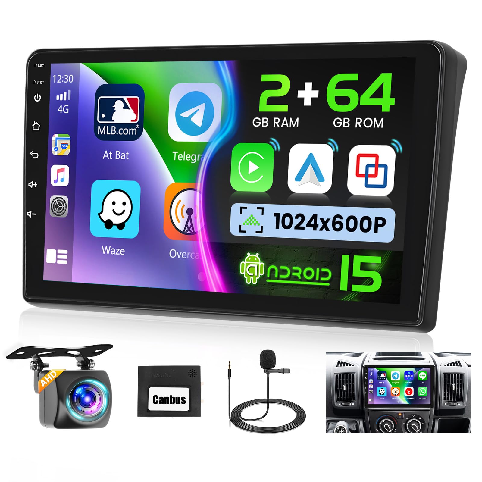 8 Core 2G 64G CAMECHO Android 13 Autoradio voor FIAT Ducato3/Peugeot Boxer /Citroen Jumper met Navi Carplay Wireless Android Auto, dubbele DIN-radio met 9 inch Bluetooth5-scherm.0 FM/RDS 32EQ DSP