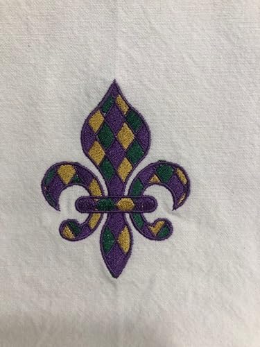 Miniatura 3 de Mardi Gras Fleur de lis Kitchen tea towel embroidered