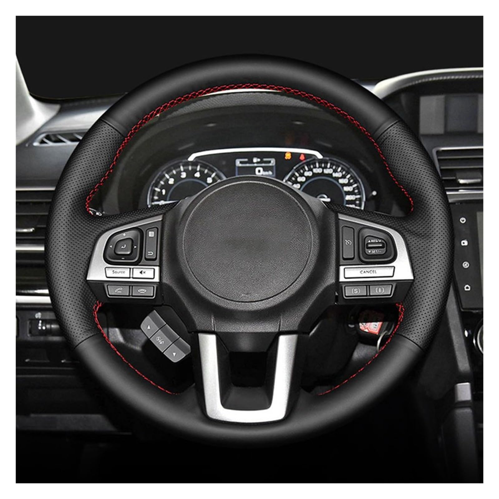 Protege Volant pour Subaru pour Forester 2015 2016 2017 2018 2014 2015 2016 2017 Couverture Volant Voiture Personnalisée Cuir Microfibre Volant Protecteur (Couleur : Red Thread)