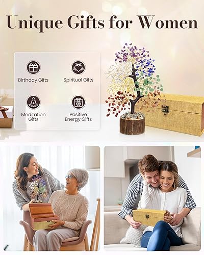 Miniatura 4 de Árbol de la vida de cristal de 7 chakras, caja de regalo mejorada, regalo del día de San Valentín, regalos de cumpleaños únicos para mujeres, 7
