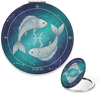 Cute Compact Mirror, Mystic Pisces Zodiac Art...