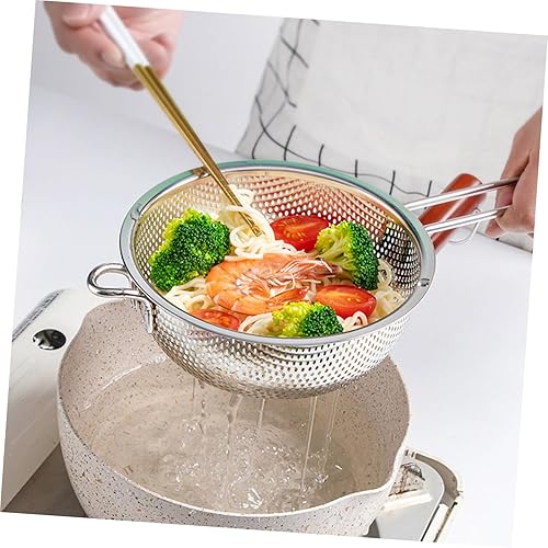 Miniatura 9 de Housoutil Cesta de drenaje de acero inoxidable Colador de metal Cestas de colador de acero inoxidable con mango Cuenca de drenaje de frutas Colador