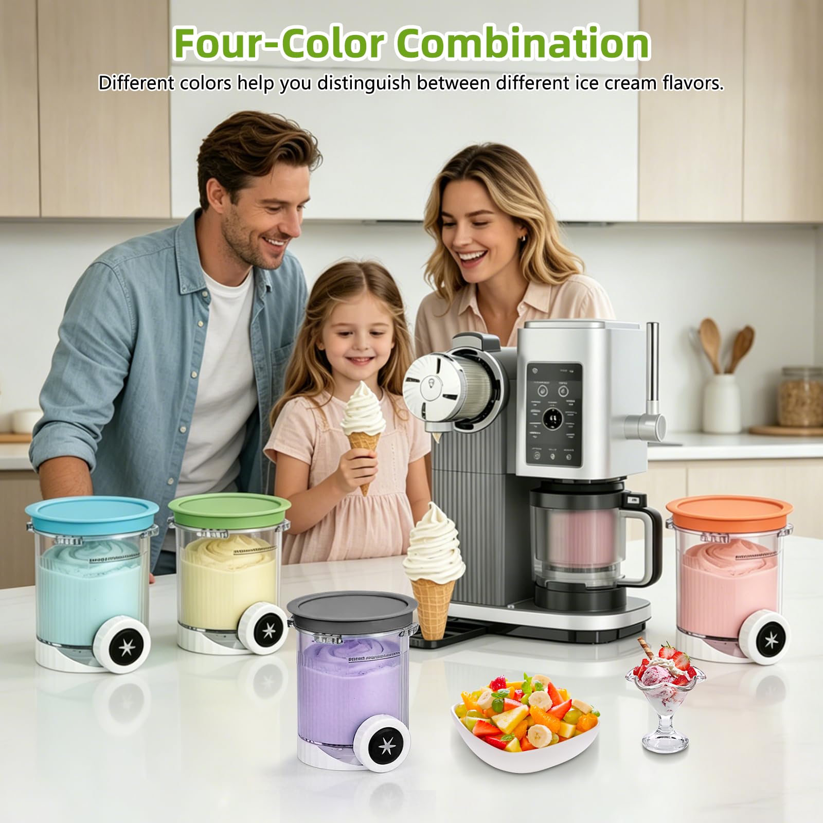 4 Stück Behälter für Ninja Swirl CREAMi,480 ml Creami Tubs Kompatibel mit Ninja CREAMi Softeismaschine und Eismaschine NC701UK NC701 NC700 Serie,BPA-Frei Spülmaschinenfest