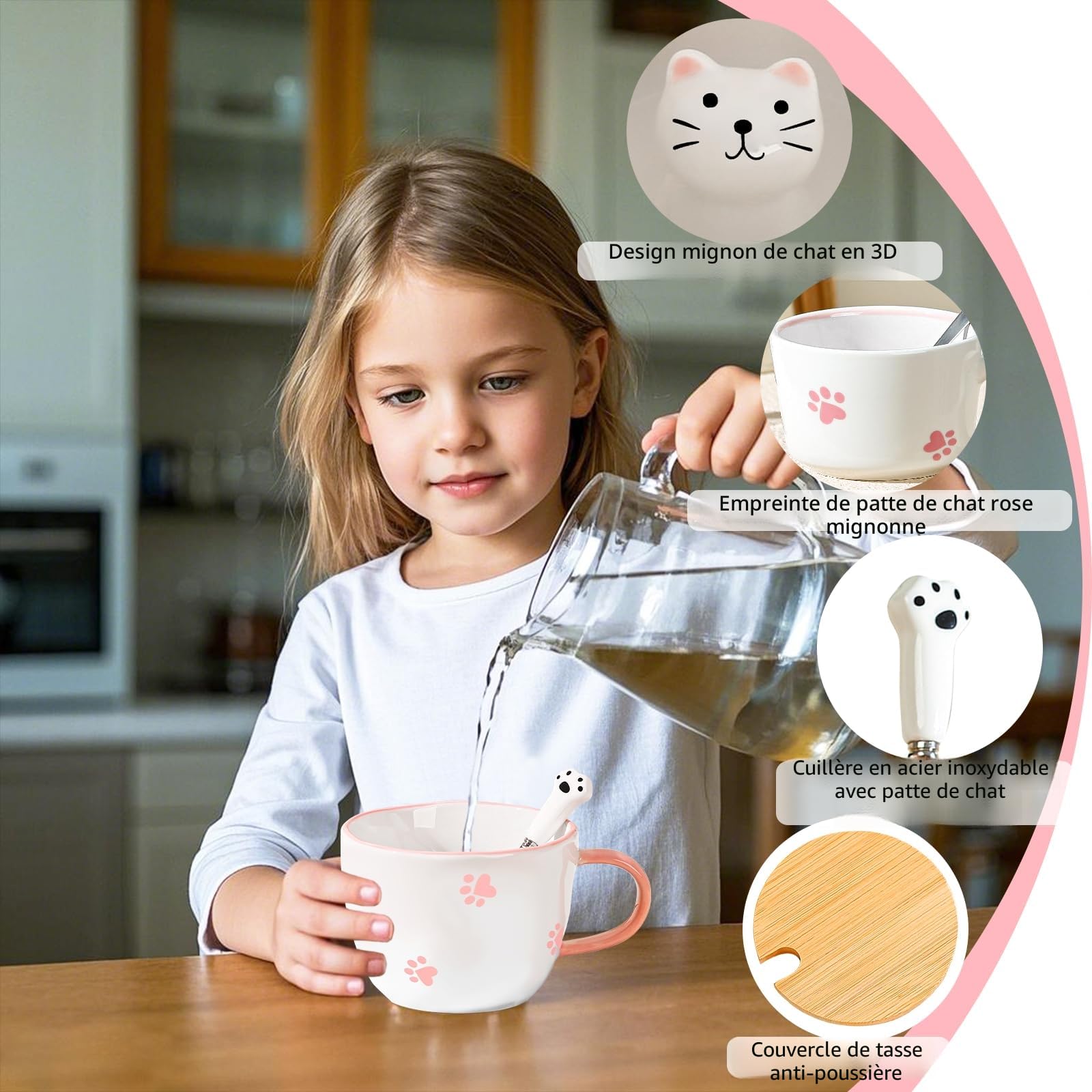 BigNoseDeer Cadeau Femme Mug Chat Cadeaux Anniversaire Femme Fille Tasse A Cafe Cadeaux Fete Des Meres Tasse Chat Cadeau Noel Tasse A The Choses mignonnes pour Nounou Maman Maitresse