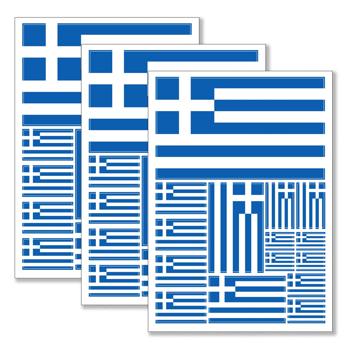 QQSD Greece Flag Sticker Greek Decal in Multiple Sizes, 3 Pack, 11.7 x 8.3 Inches