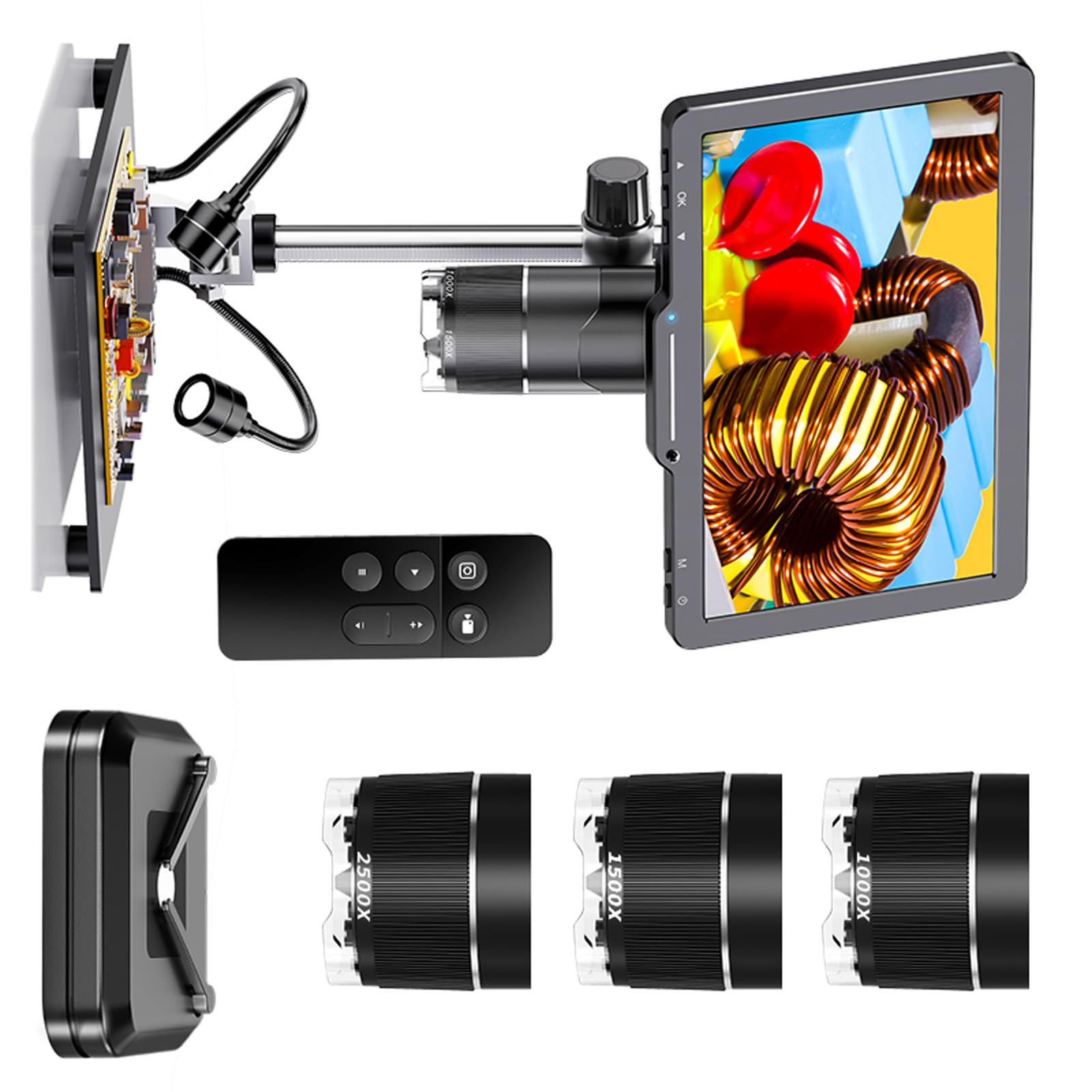 Digitales Mikroskop, 25,7 cm, 2500 x USB, 2 MP, mit LED, für Leiterplattenreparatur, Lötwerkzeug, Digitalmikroskop