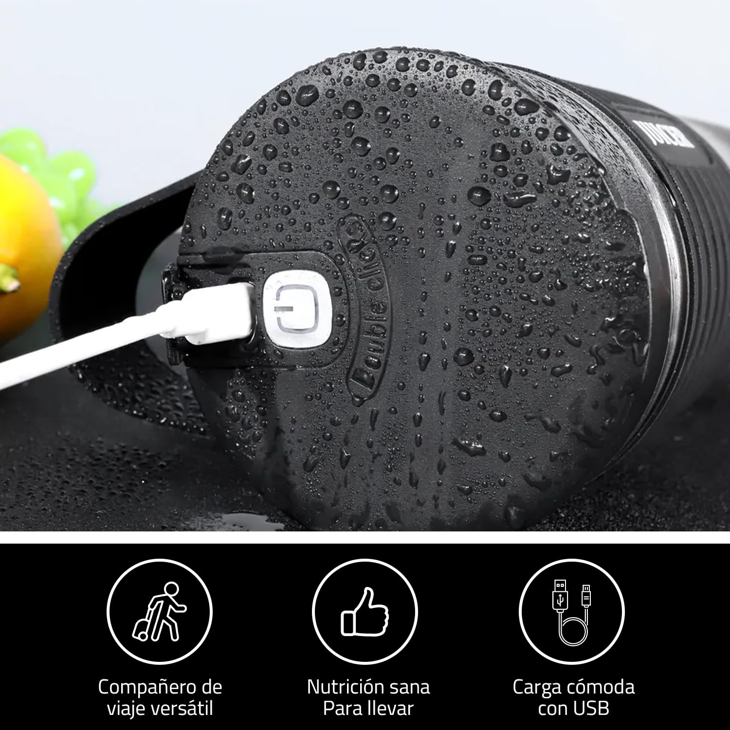 LUXUR® Mélangeur portable pour smoothie, smoothie, mixeurs pour jus et smoothie, 460 ml rechargeable, mélangeur de verre portable avec 6 lames, mélangeur portable de voyage, salle de sport, bureau