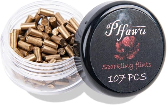 107Pcs Premium Sparkling Lighter Flints Refills - Compatible with Zippo & Clipper, Long-Lasting Flint Replacement for Lighter Use, Gold