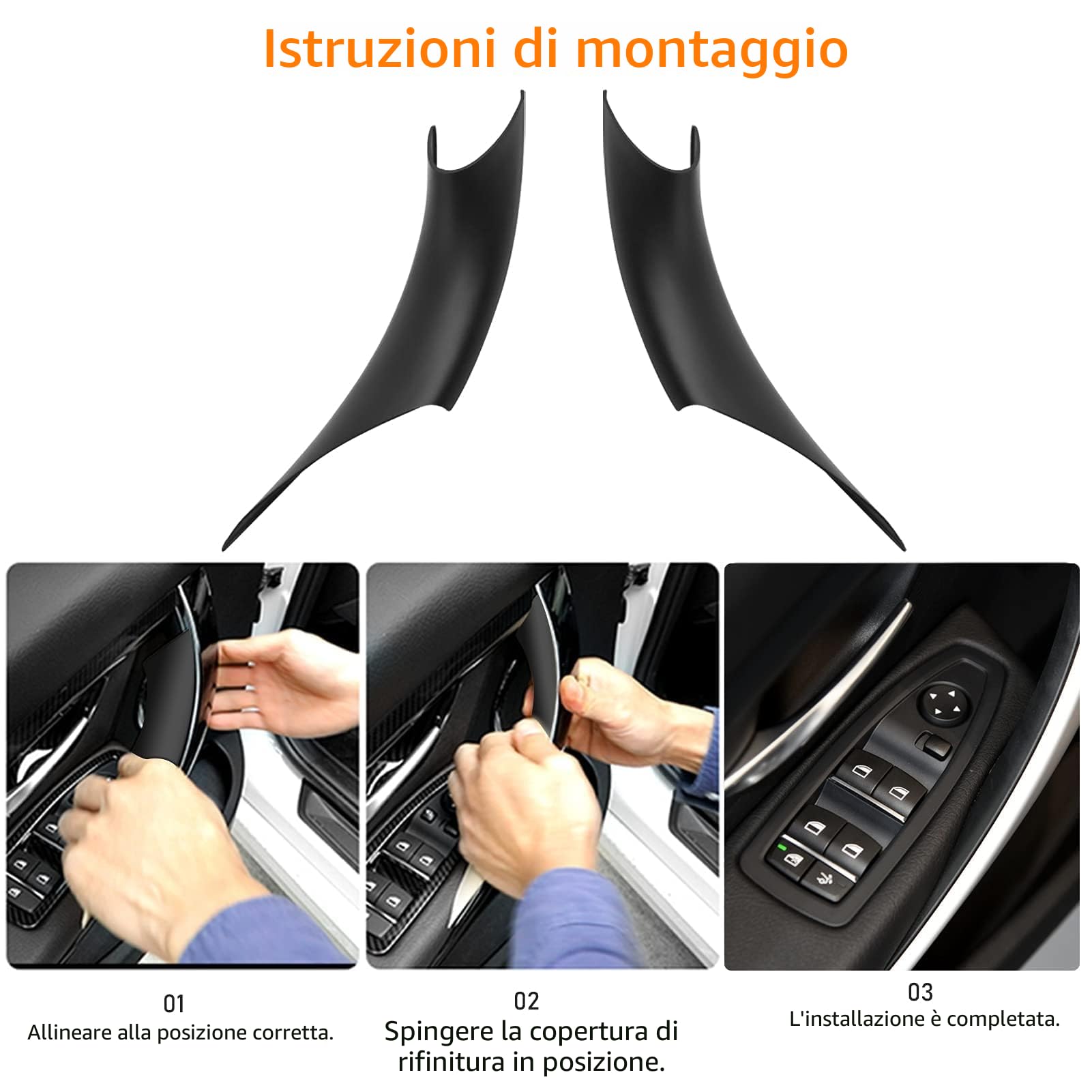 TTCR-II 2PCS Compatibile con Maniglia Interna BMW Serie 3 Serie 4 F30/F31/F34/F80 320i,328i,330i,335i & F32/F33/F36 428i,435i,Maniglia Della Porta Sinistra e Passeggero(Anteriore Copri Maniglia)Nero