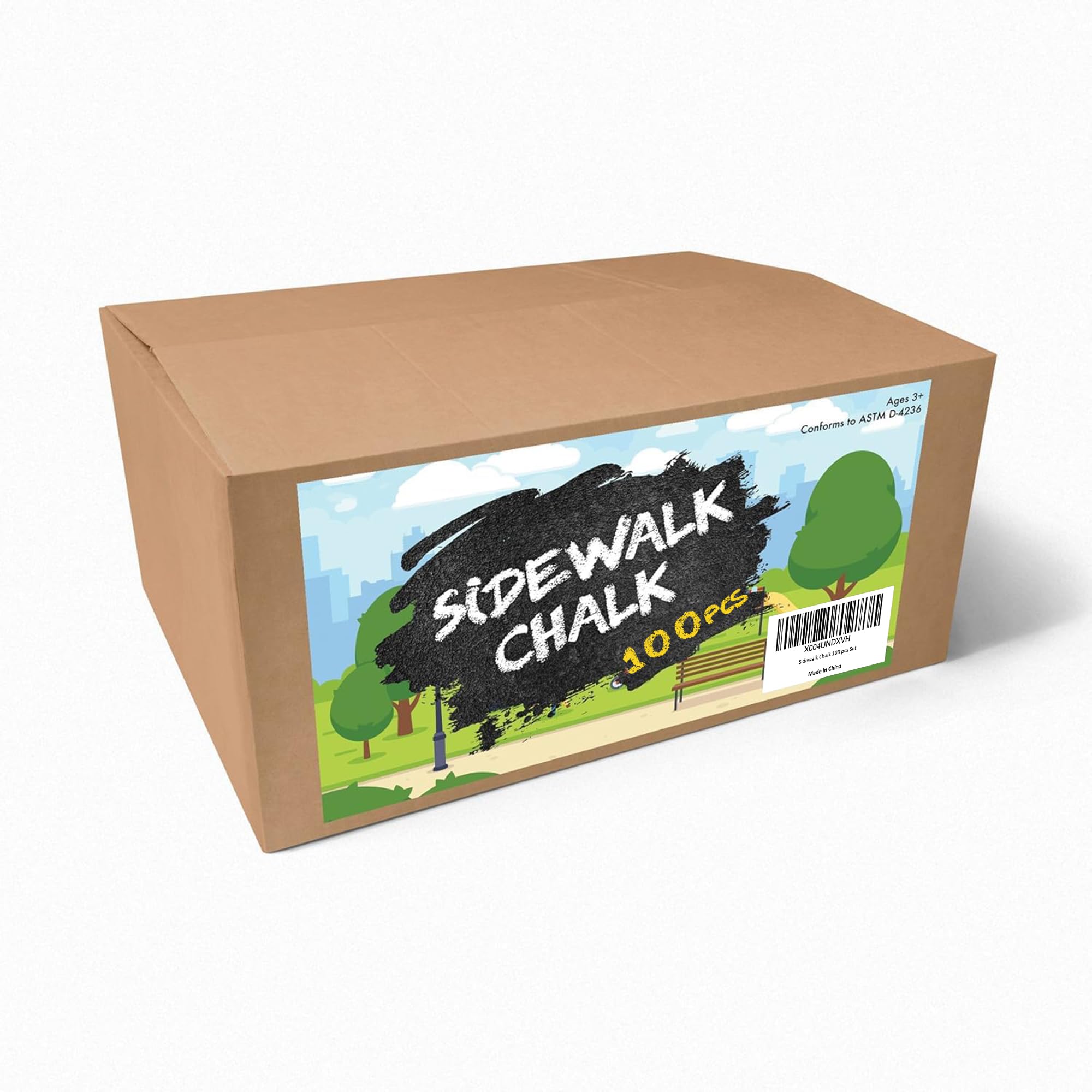 Fat Zebra Designs Sidewalk Chalk for Kids 100 Pack Flat & Smooth