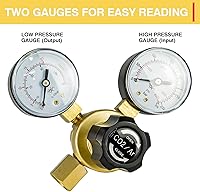 Vista 4 de CO2 Argon Regulator Gauges Gas Welding, 0-4500PSI Argon Gas Regulator for Mig Tig Weld, CGA580 Inlet Connection