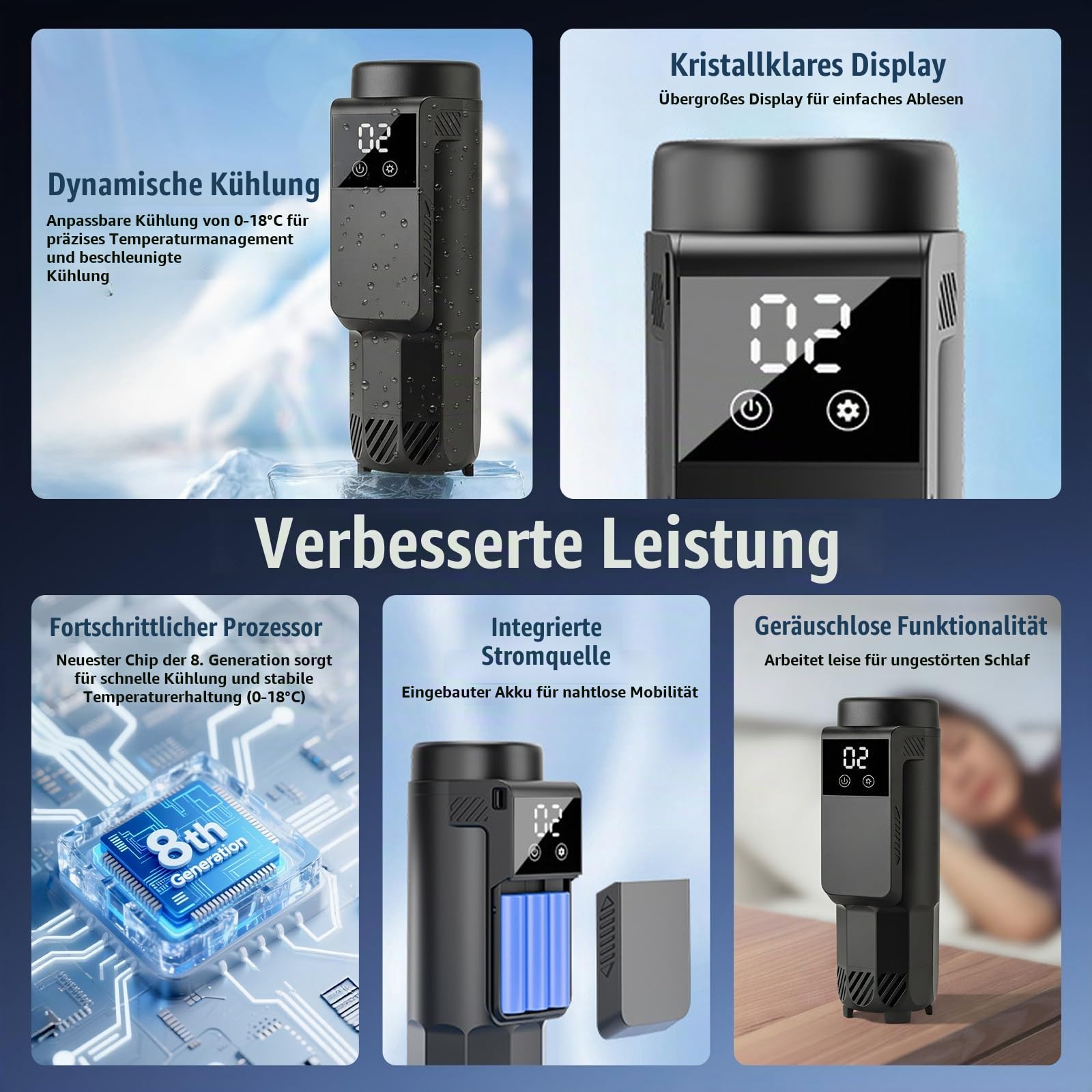 Medizin Insulin-Pen Kühlbox für Reisen, 0-18℃ Medikamenten Kühlbox Bietet Platz 5-7 Insulin-Pens, Isolierte Medikamenten-Reisekühler Diabetiker, USB Insulin Kühlbox mit LCD Temperaturanzeige