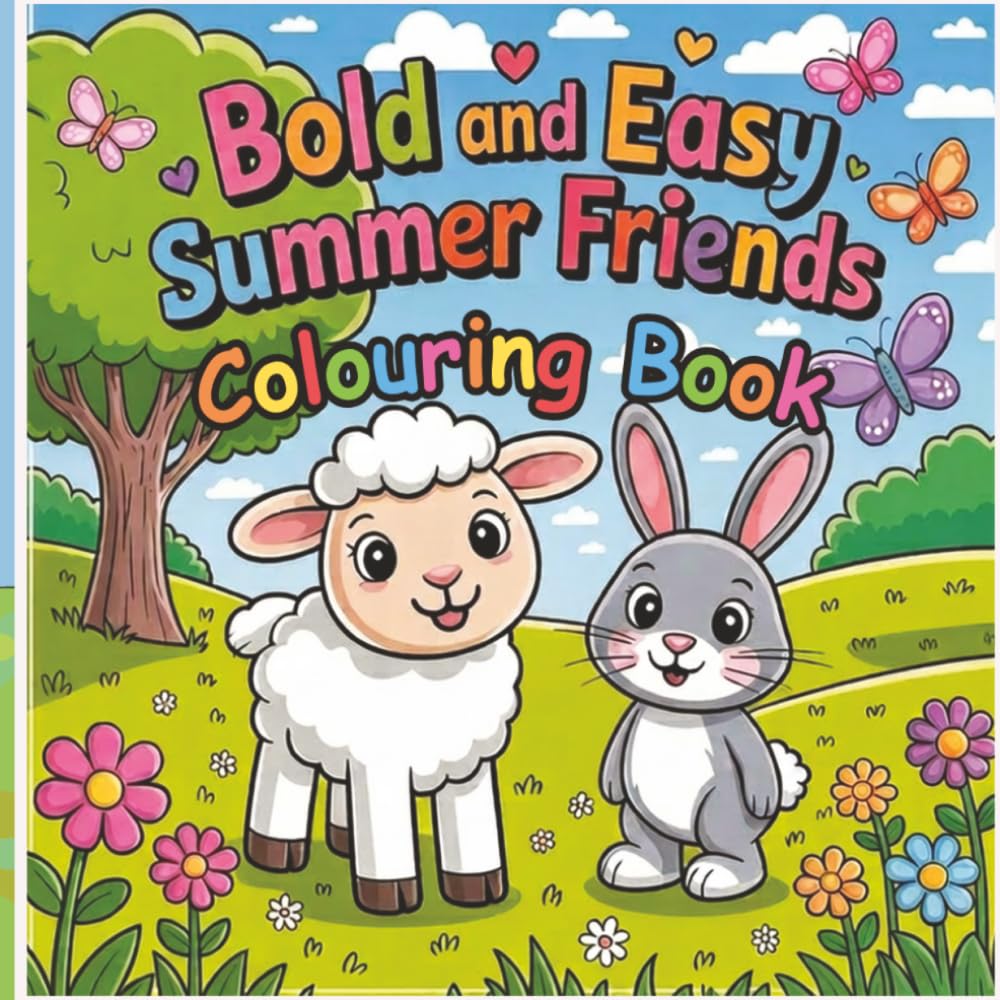 Bold and Easy Summer Friends Colouring Book: A Fun and Easy Colouring Adventure with Adorable Summer Characters and Animal Pals