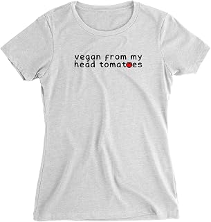 Vegan Organic Cotton Women's T-Shirt - Vegan From My Head Tomatoes - Fitted Top, Ethical, Sustainable