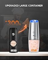 Vista 3 de FORLIM Gravity - Juego de molinillo eléctrico de sal y pimienta, recargable por USB, capacidad grande de 9 onzas, molinillo de sal, molienda