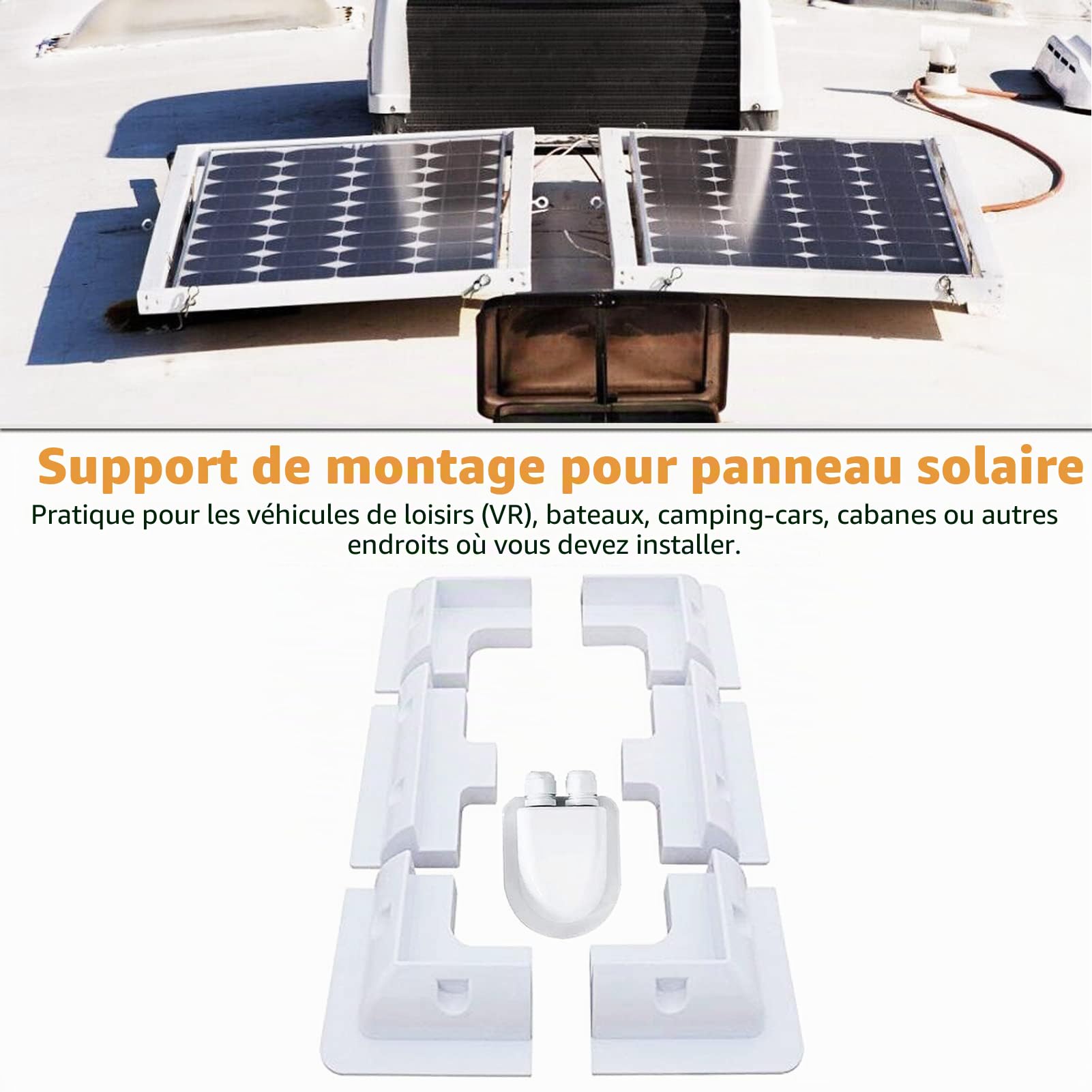 Lot de 7 supports de montage pour panneau solaire en ABS-Sans perçage-Largement utilisés sur les toits de camping-car,caravanes,véhicules,camping-cars,abris de jardin,garages,bateaux (blanc)