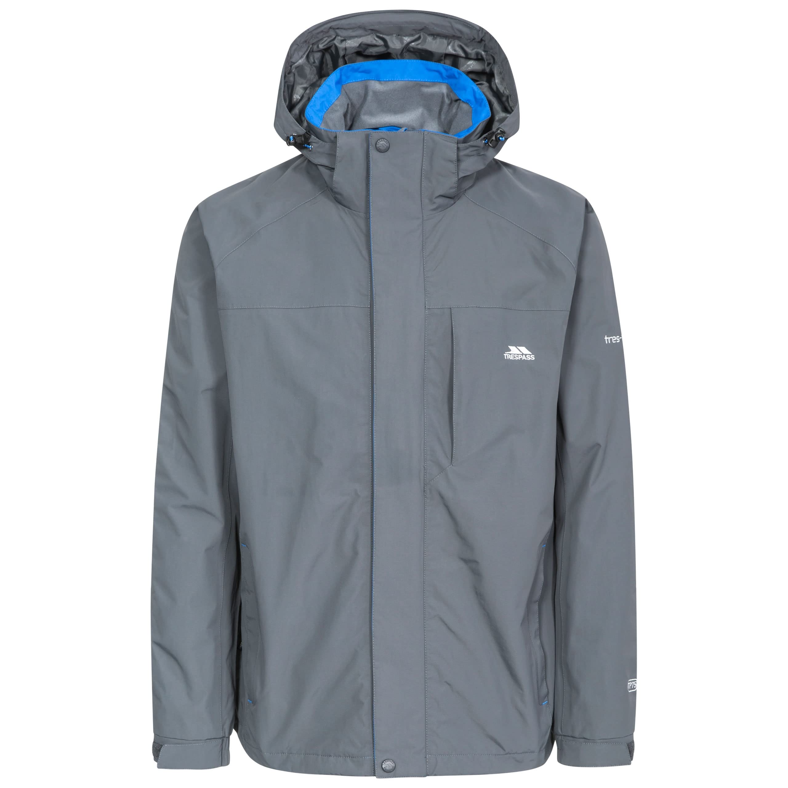 Trespass Men's Edwards Ii Waterproof Rain outdoor Jacket With Concealed Hood, Carbon, XXL UK