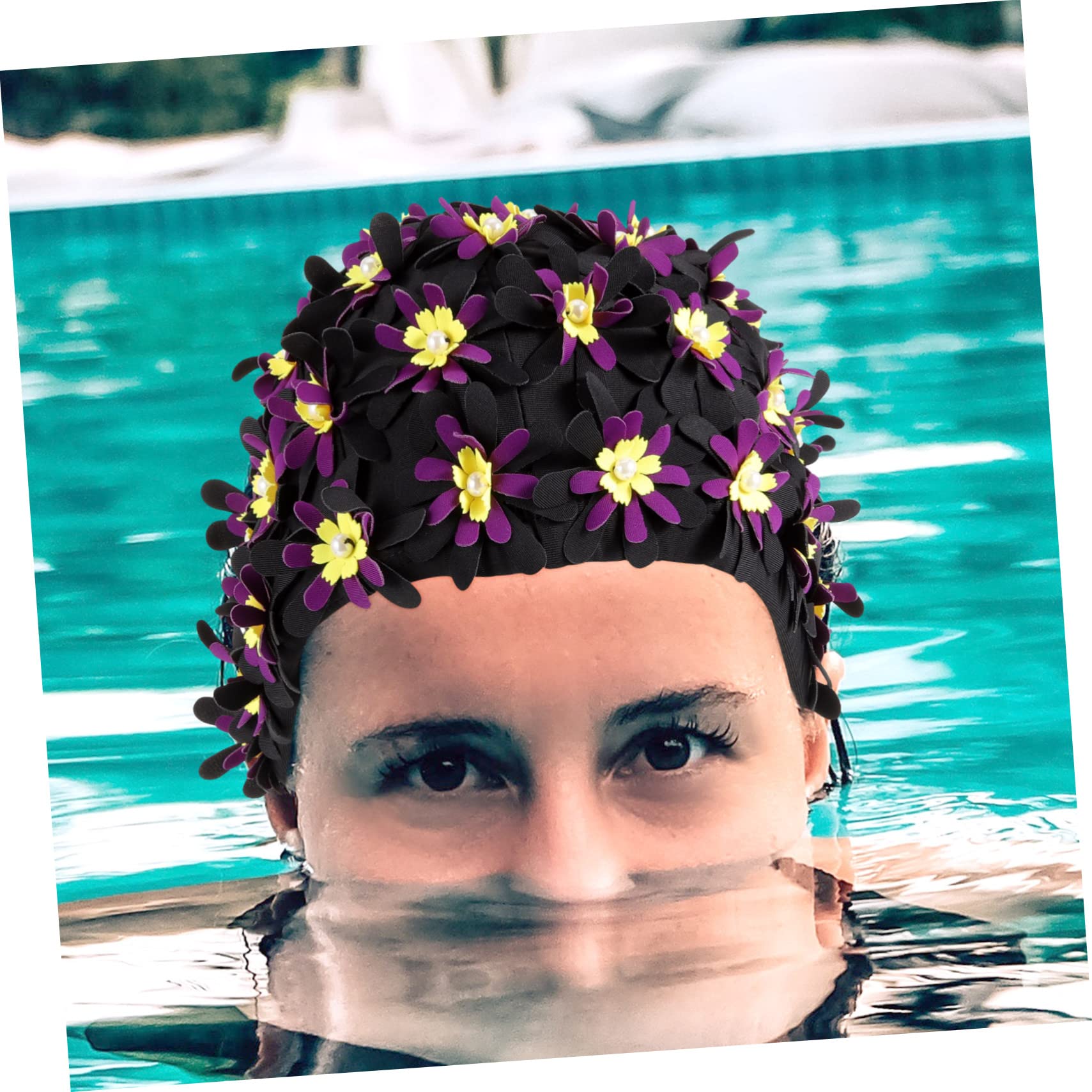 UPKOCH 3 Piezas Gorro de Natación Mujeres con Floral Elástico y Antideslizante Cabello Protección