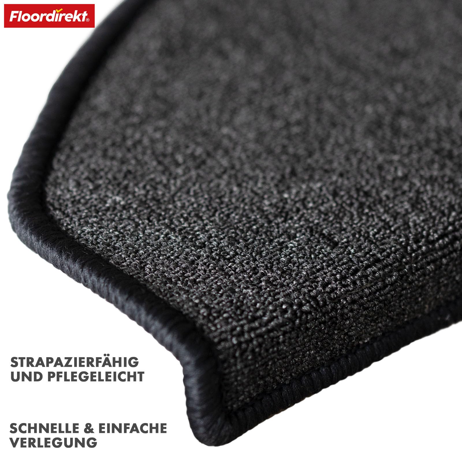 Floordirekt Treppenstufen Matten - London Pro Anthrazit - 1 Stück Stufenmatten Treppenteppich halbrund 25x65 cm