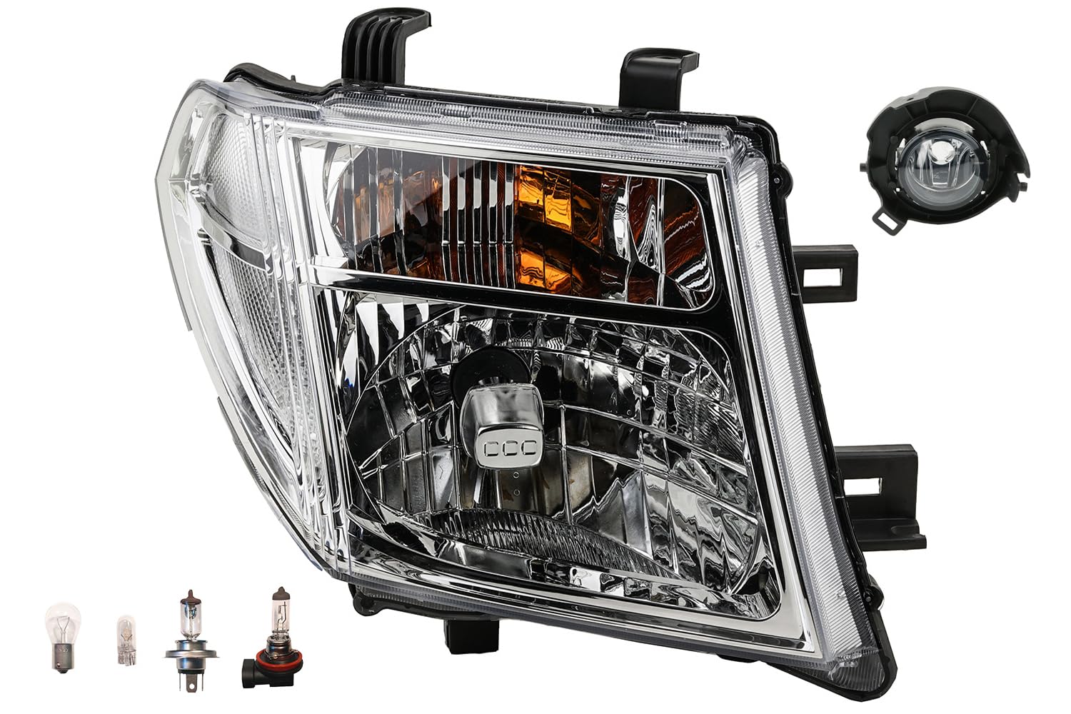 Johns, Faros delanteros halógenos para Nissan Pathfinder R51 H4 derecho 05-09 + faros antiniebla + bombillas