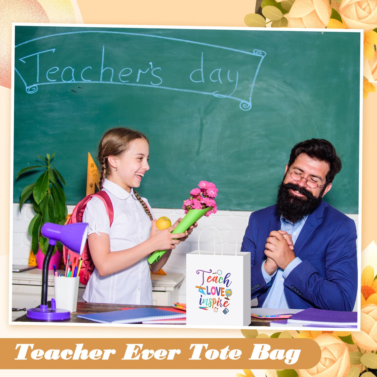 Teenyyou Geschenktüten Für Lehrer – 50 Stück, 20,3 X 16,5 X 6,5 Cm, Mit Dankesworten & Transparentem Fenster