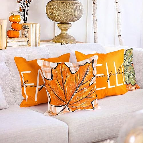 Miniatura 6 de YUJUN 4 fundas de almohada de otoño, 20 x 20 pulgadas, diseño de búfalo, calabaza, hojas de arce, Acción de Gracias, otoño, decoración de sofá para
