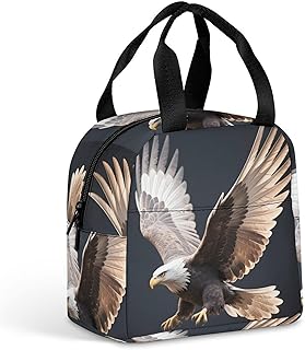 Lunch Box for Women Men Bald Hawk in Flight Print Large Insulated Cooler Bag Lightweight for Commute Picnic