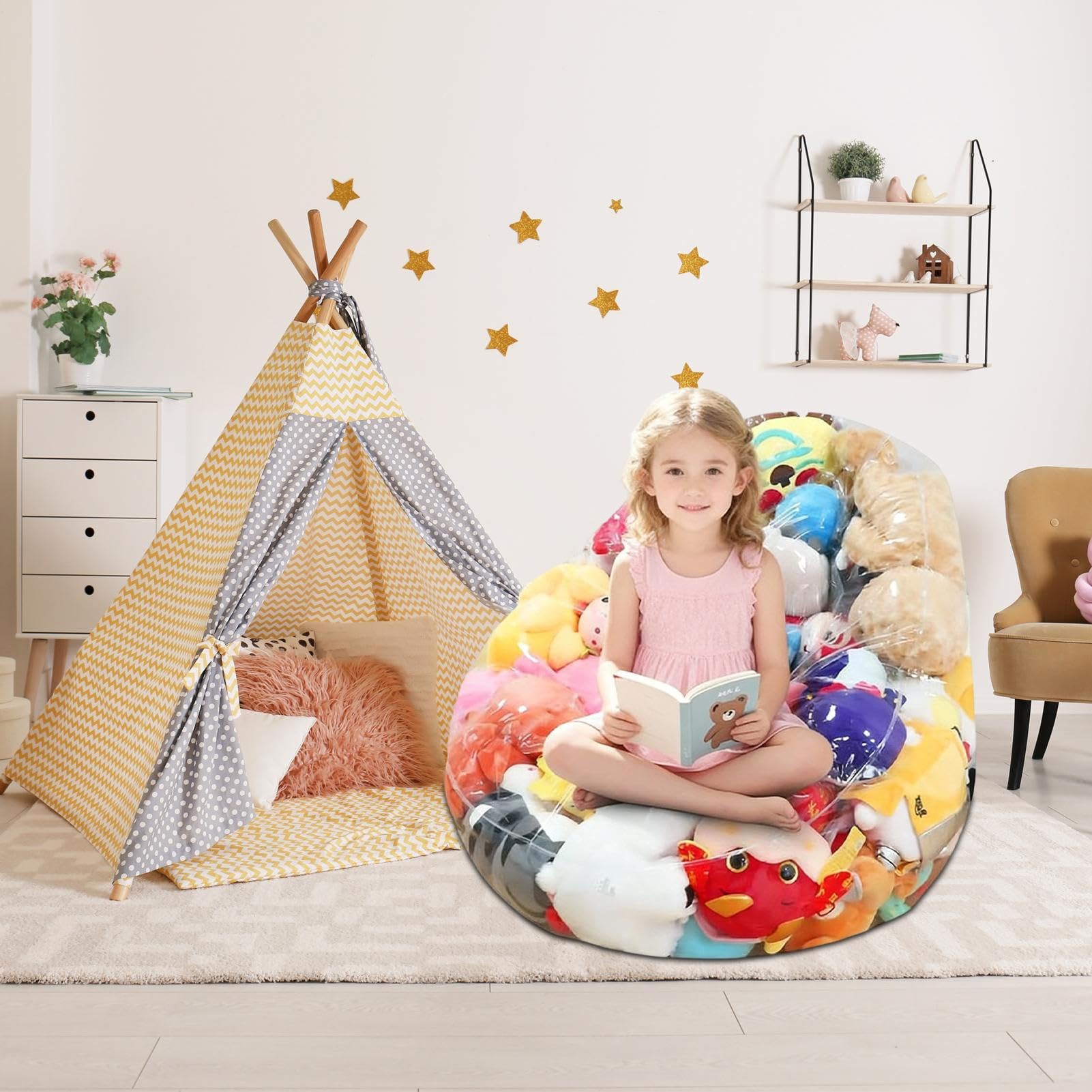 Housse De Fauteuil Poire | Grande Imperméable Vide PVC | Rangement pour Animaux en Peluche Et Chaises,pour Chambre Dortoir Salon Garderie Appartement Tout-Petits Filles Adultes Adolescents