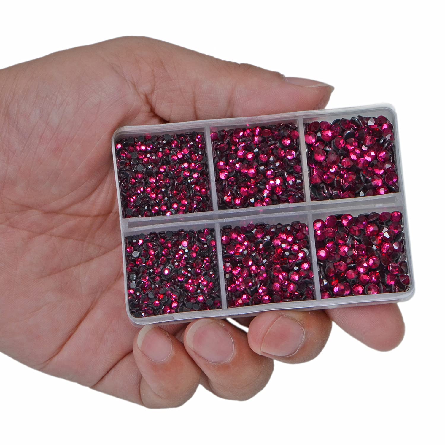 LPBeads 6400 szt. Rhinestone Hotfix, płaski tył, 5 różnych rozmiarów, okrągłe kryształki, kamienie szlachetne z pęsetą i kryształkami, długopis