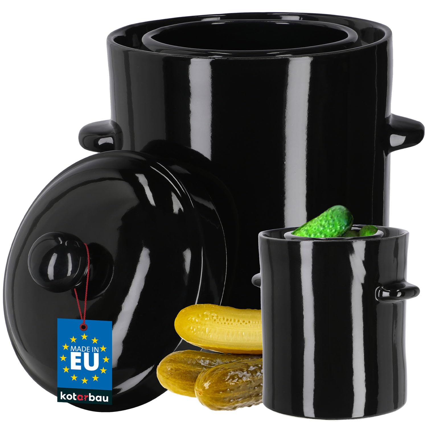 KOTARBAU® Sauerkraut Fermentation Pot, Sauerkraut Pot, Clay Pot with Lid, Stoneware Pot, Fermenting Long-term Storage Container, Cucumber Pot, Stoneware, Rum Pot, Pickling Pot, Stone Pot, Kimchi