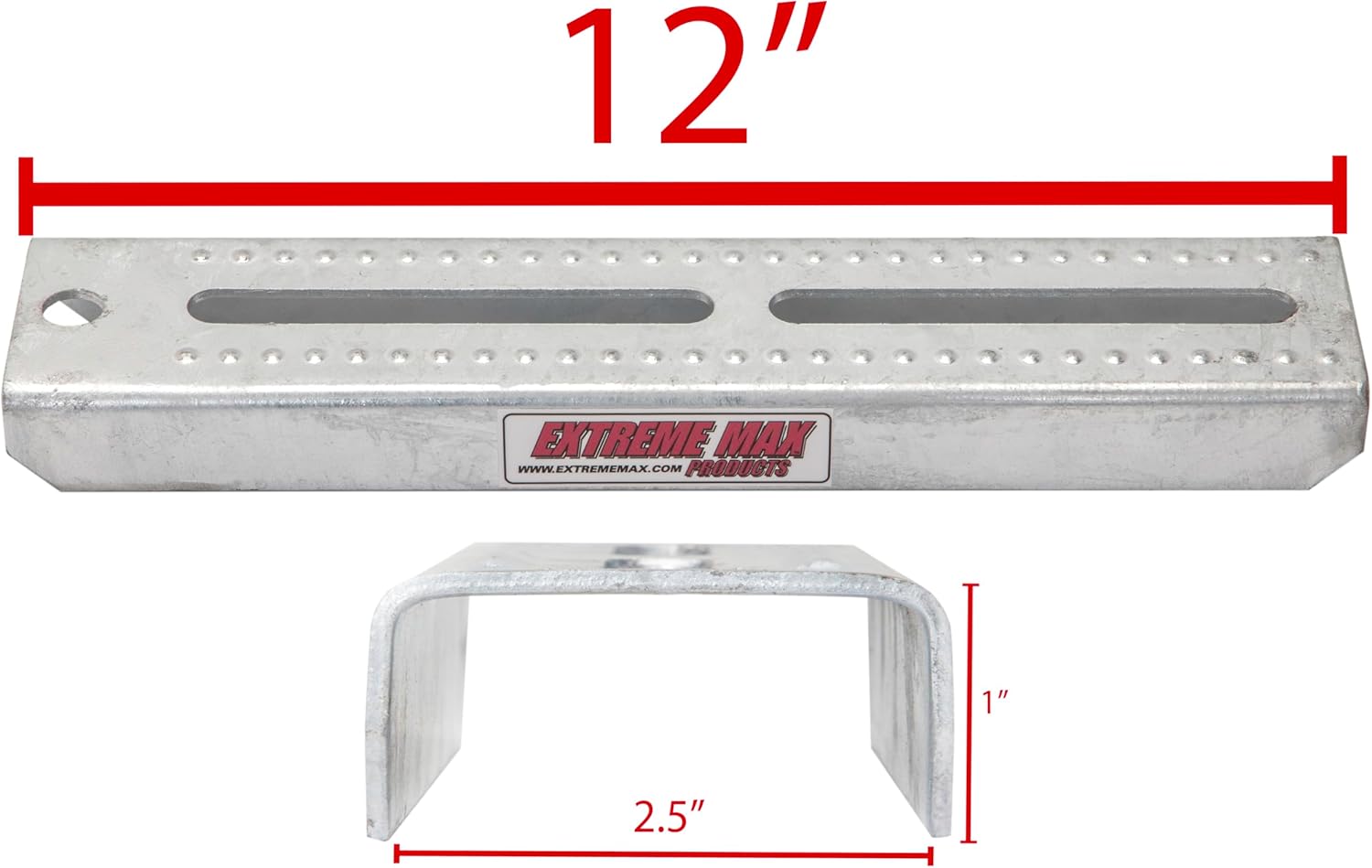Extreme Max 3006.7075 12" Galvanized Swivel-Top Bunk Bracket with Hardware – 4-Pack – Fits 2" x 3" Boat Trailer Crossmembers