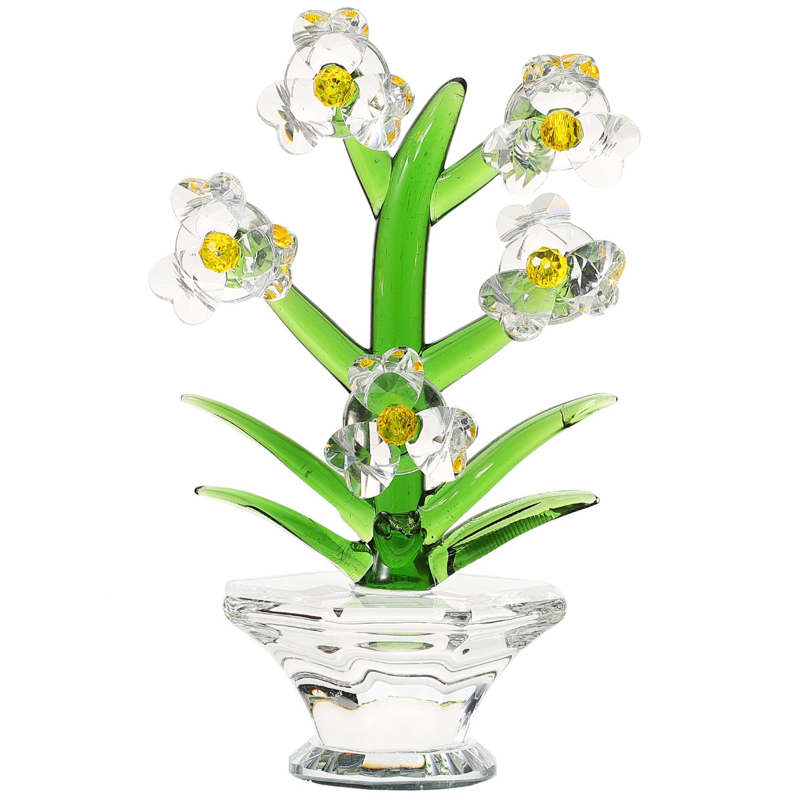 Figurine de Fleur en Cristal blanc, décoration artisanale bonsaï de table et ornement maison