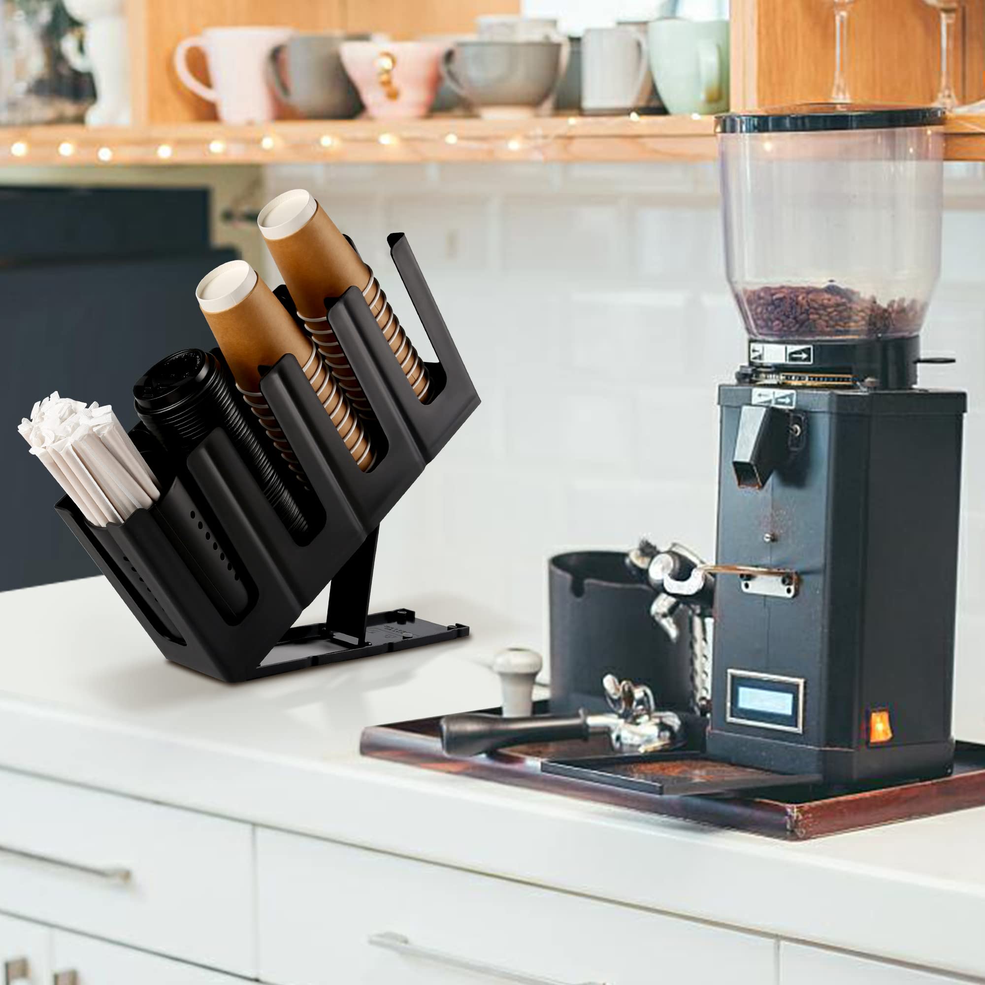 Organizer Per Coperchi Di Bicchieri E Bottiglie - Gancio Salvaspazio In Ferro Per Cucina, Bianco