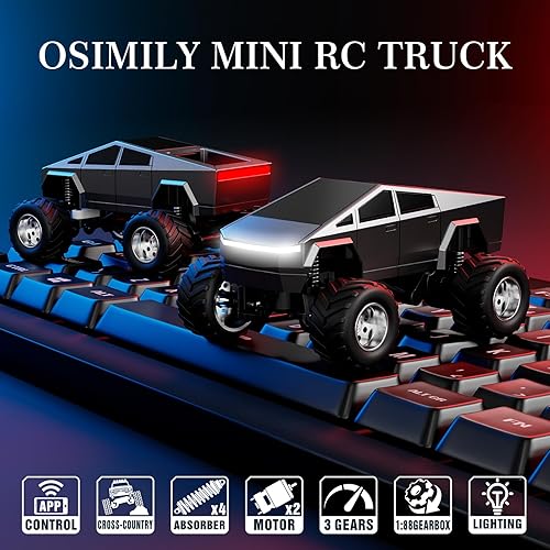 Miniatura 2 de Mini auto a control remoto para niños, juguete de aleación a escala 164, camión RC de 2.4 GHz, juguete de camión monstruo de control remoto, regalo