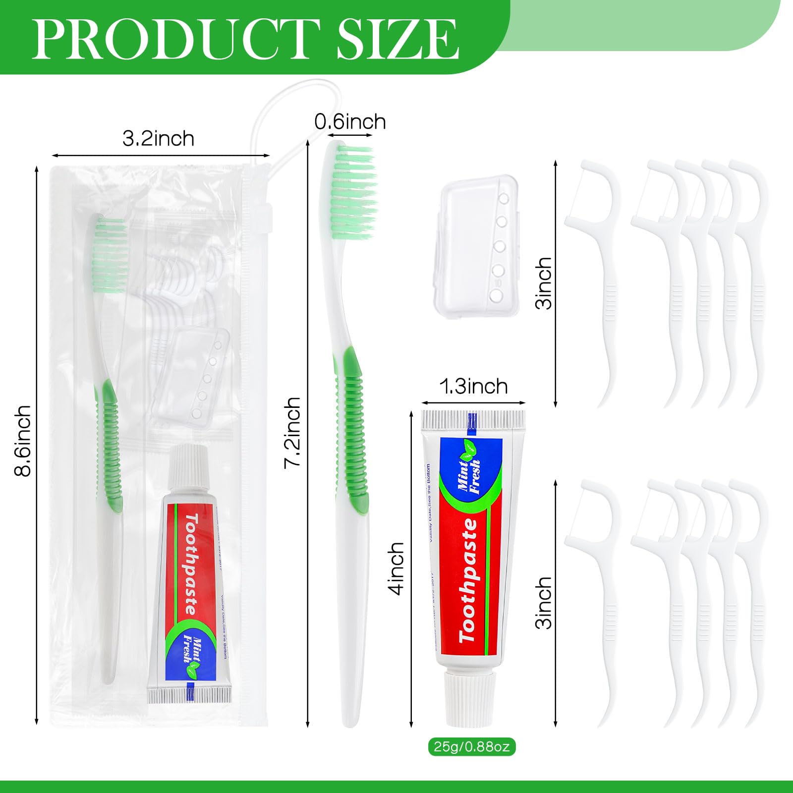 Set di 100 spazzolini da denti usa e getta con dentifricio, 5 in 1, per la cura della persona, set da toeletta da viaggio, con dentifricio e filo interdentale, pettine, copertura per