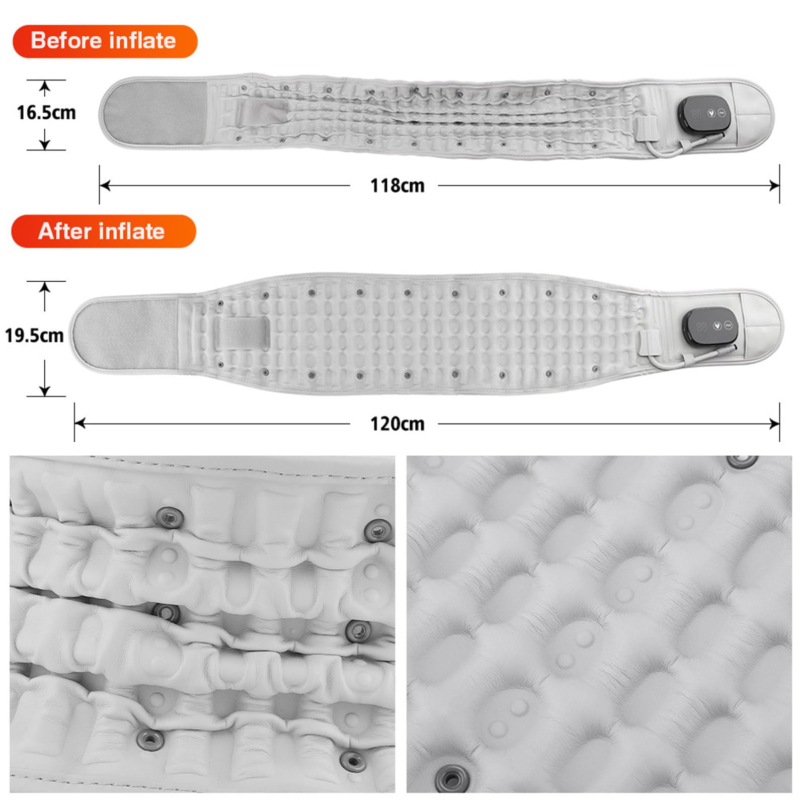 Cinturón calefactor, almohadilla térmica de cintura USB, 3 configuraciones de calentamiento para artritis lumbar, distensión, esguince, alivio del dolor de espalda baja