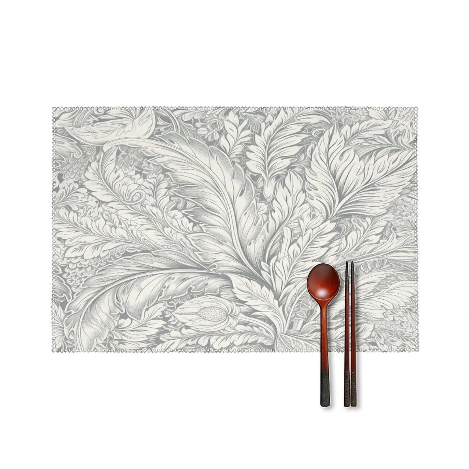 Fodpand Style Flower And Leaf Pattern Placemats Set Of 4 Place Mats Table Mats