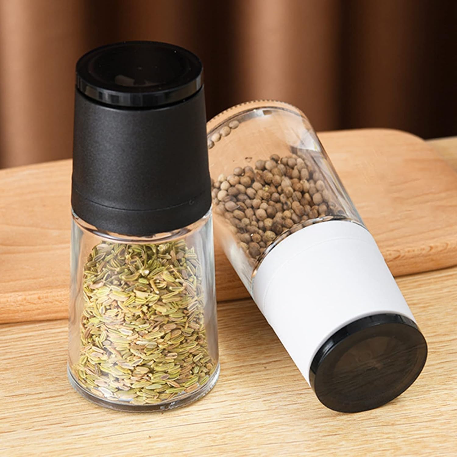 Pepper Grinder Salt Manual Spice Mill Seasoning Storage Bottle(Black)