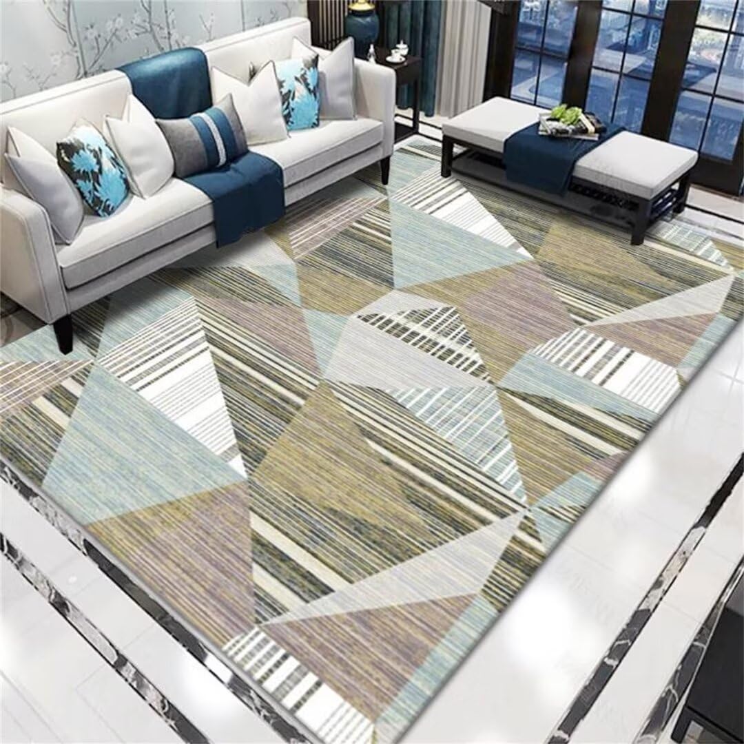 Tapis antidérapant facile à entretenir pour cuisine et salon géométrique