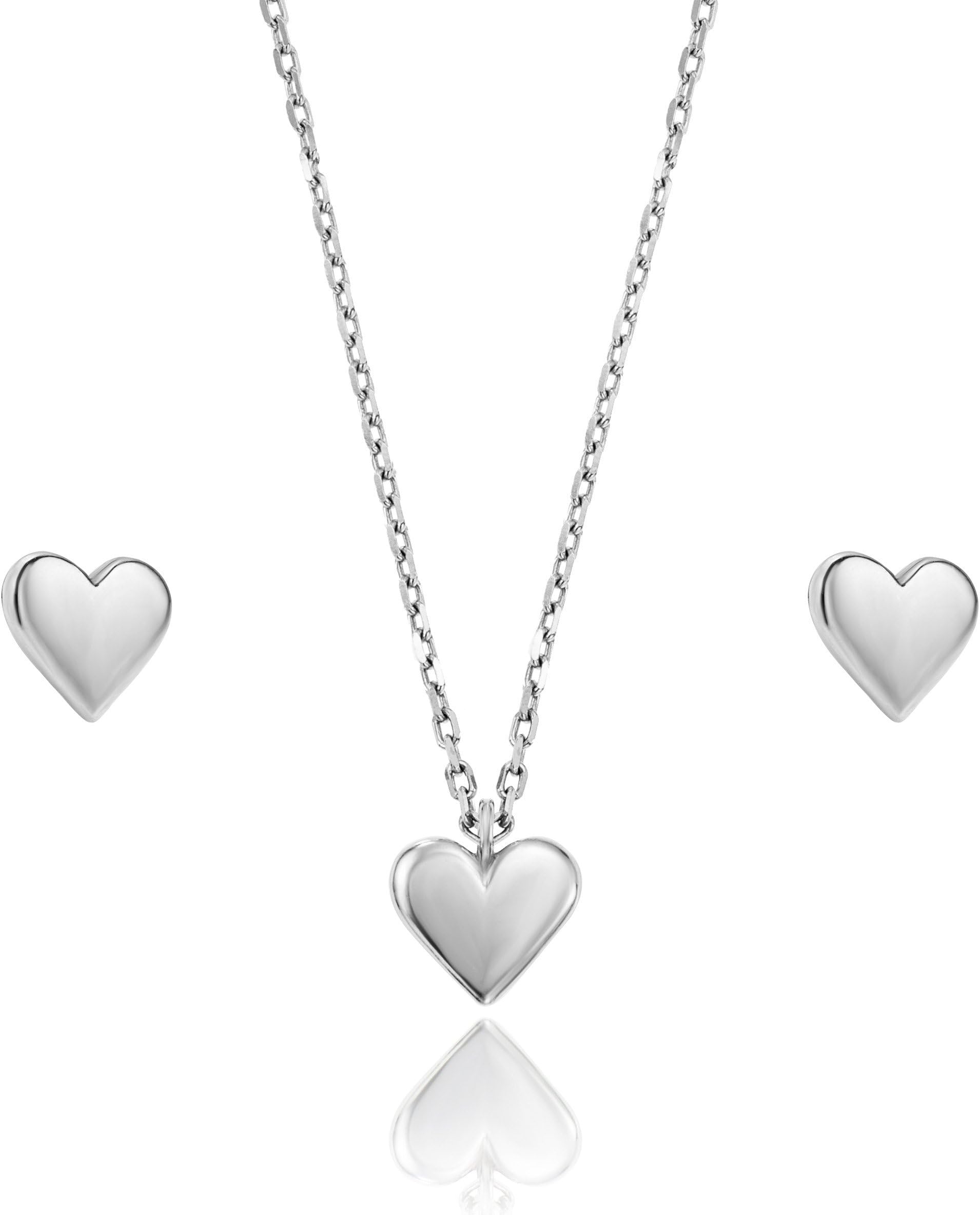 LillyMarie Ladies Jewellery set Silver 925 Heart Pendant Length Adjustable Satin Bags Best Friend Christmas Gifts