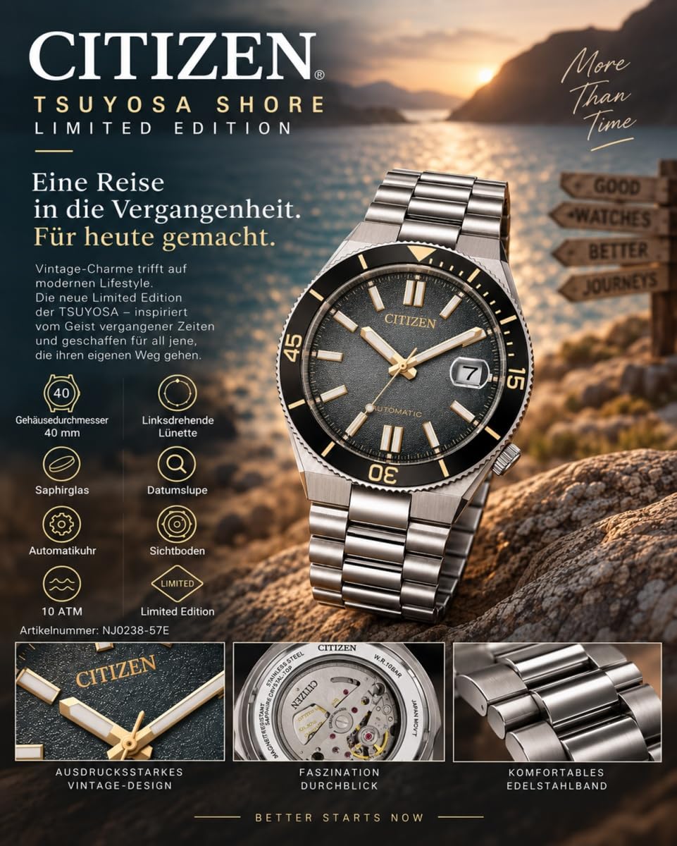 Citizen NJ0238-57E Tsuyosa Shore Limited - Reloj automático para hombre, 40