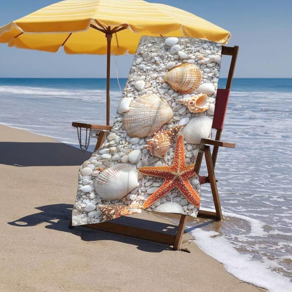 Toalla de Playa Grande 220x100cm/35x70cm, Juego de 2 Toalla Microfibra XXL de Antiarena, Toallas Playa Suave Ligera, Absorbente Secado Rápido Beach Towel Viaje, Regalo Mujer Hombre (Estrella Mar) C-40